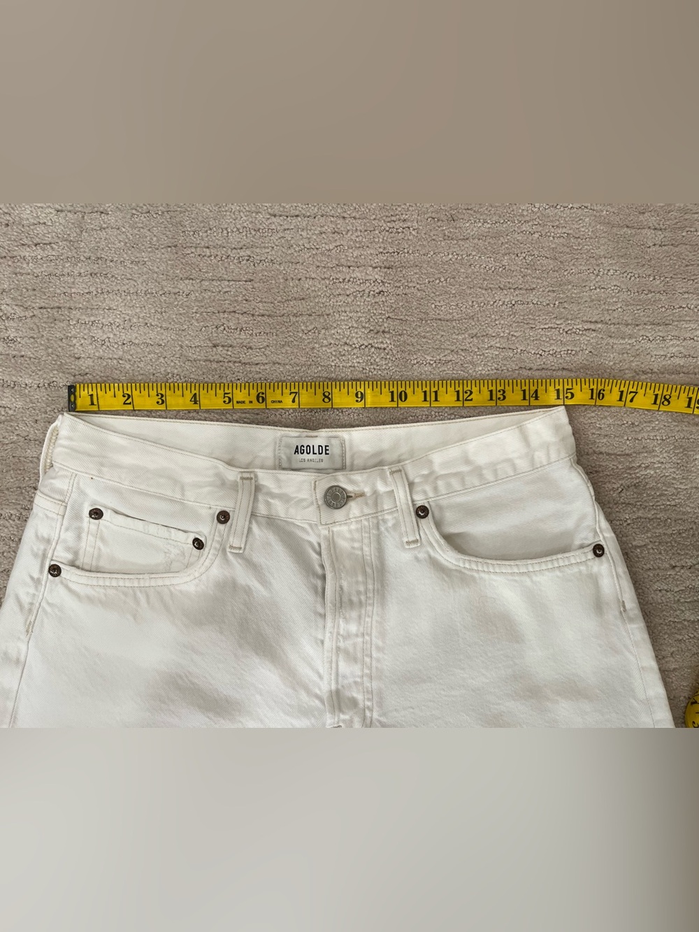 Agolde Parker Long White High-Rise Frayed Hem Jean Shorts - Picture 7 of 11